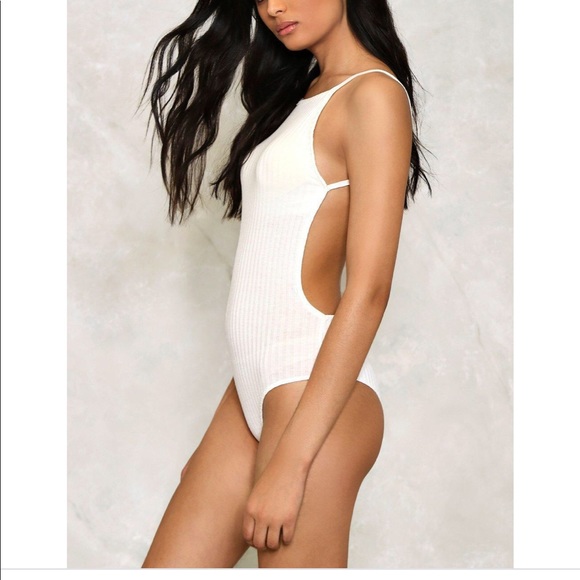 Nasty Gal Tops - Nasty gal Back To Basics Ribbed Bodysuit white